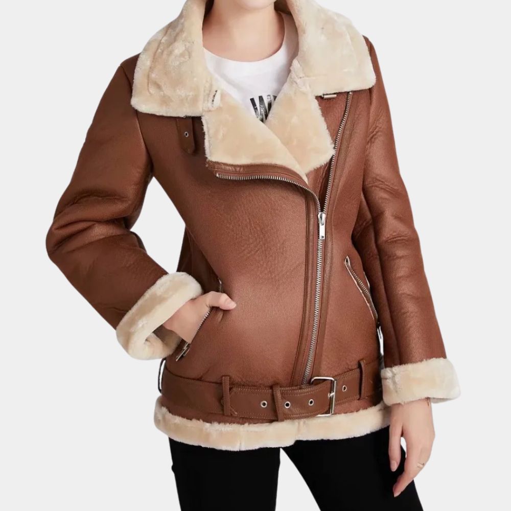 General Hospital Josslyn Jacks aka Eden McCoy Tan Leather Jacket - Side View