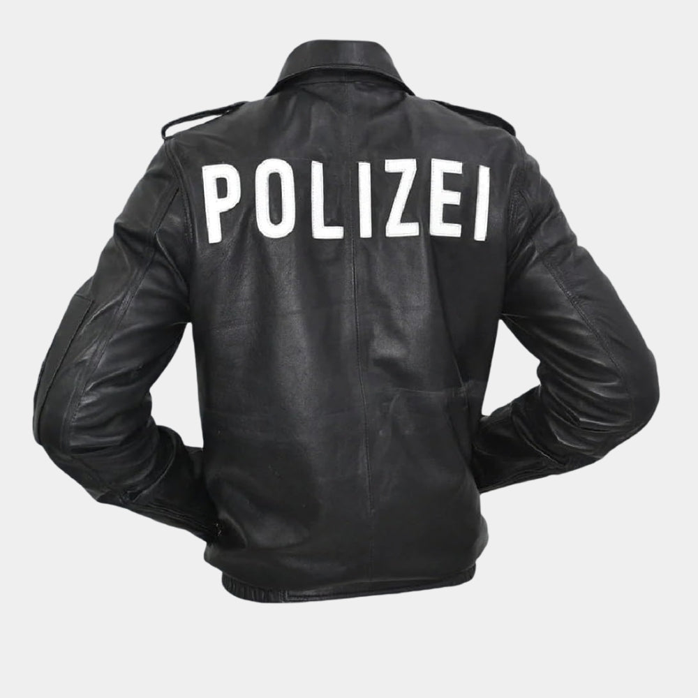 German Military Surplus Black Leather Jacket