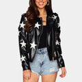 Gina Porter High School Musical S04 Black Starry Leather Biker Jacket - Front View