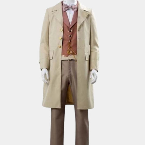 Good Omens Aziraphale Beige Cotton Trench Coat - Mannequin Front View