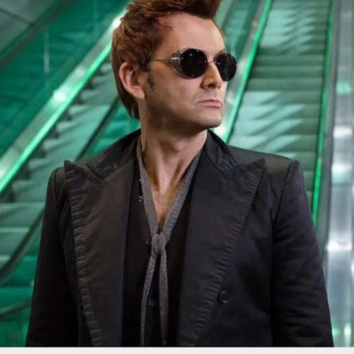 Good Omens Season 02 Black Cotton Jacket - Front View
