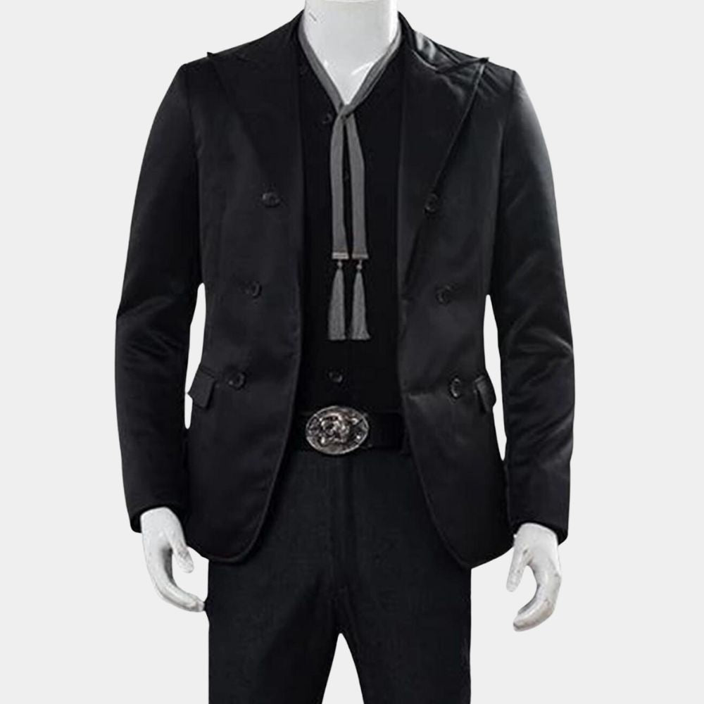 Good Omens Season 02 Black Cotton Jacket - Mannequin Front View
