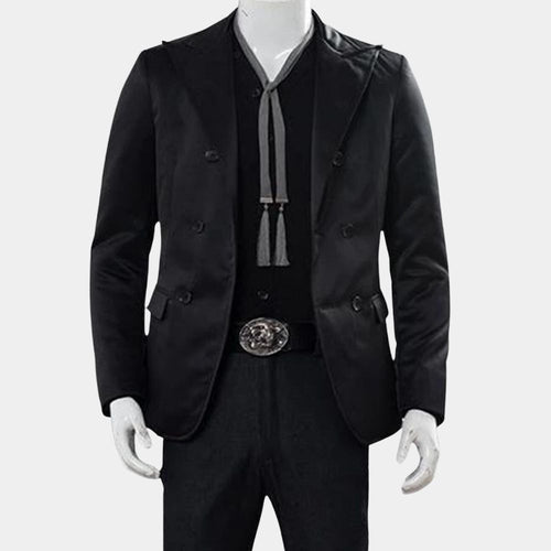 Good Omens Season 02 Black Cotton Jacket - Mannequin Front View