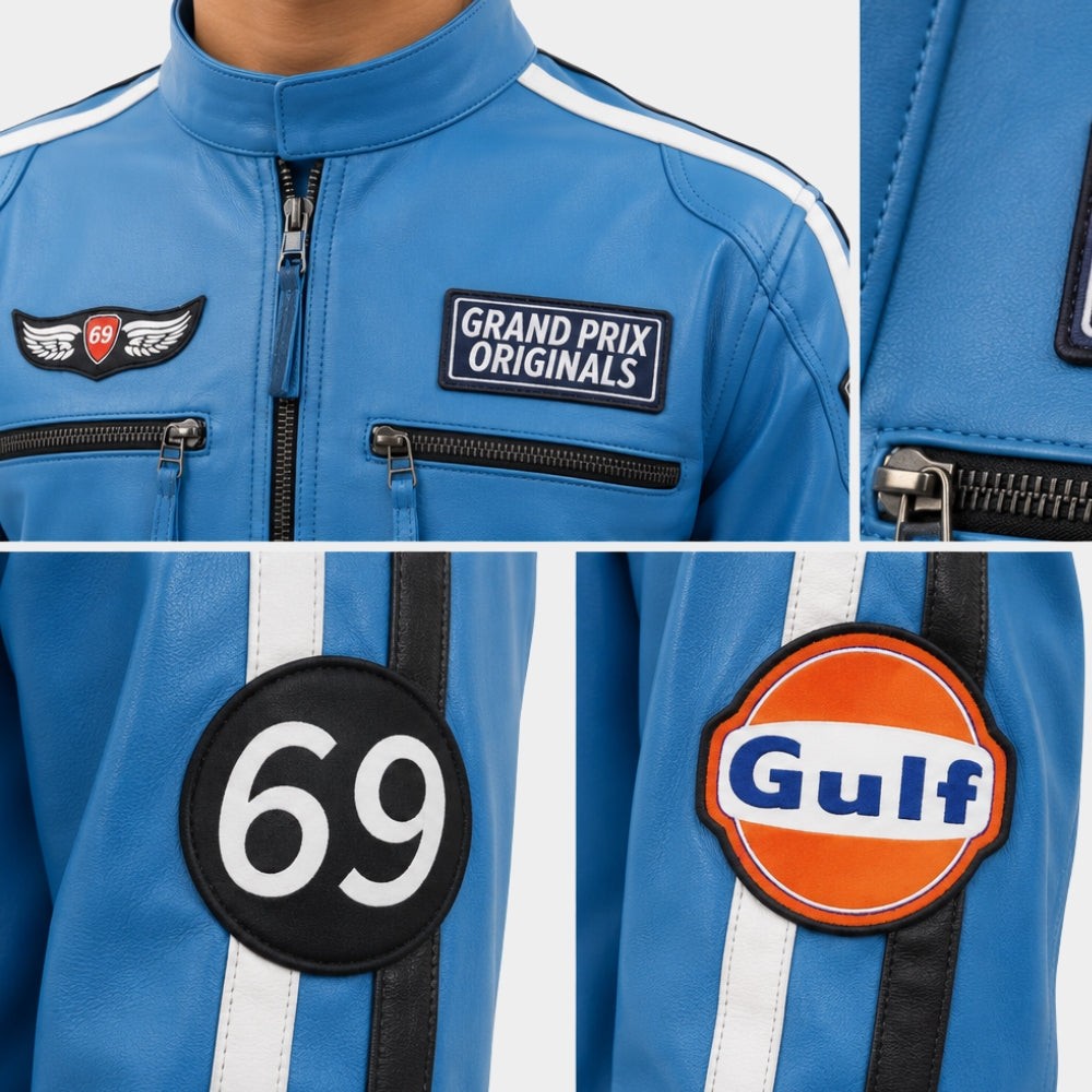 Grandprix Originals Gulf Blue Racing Jacket