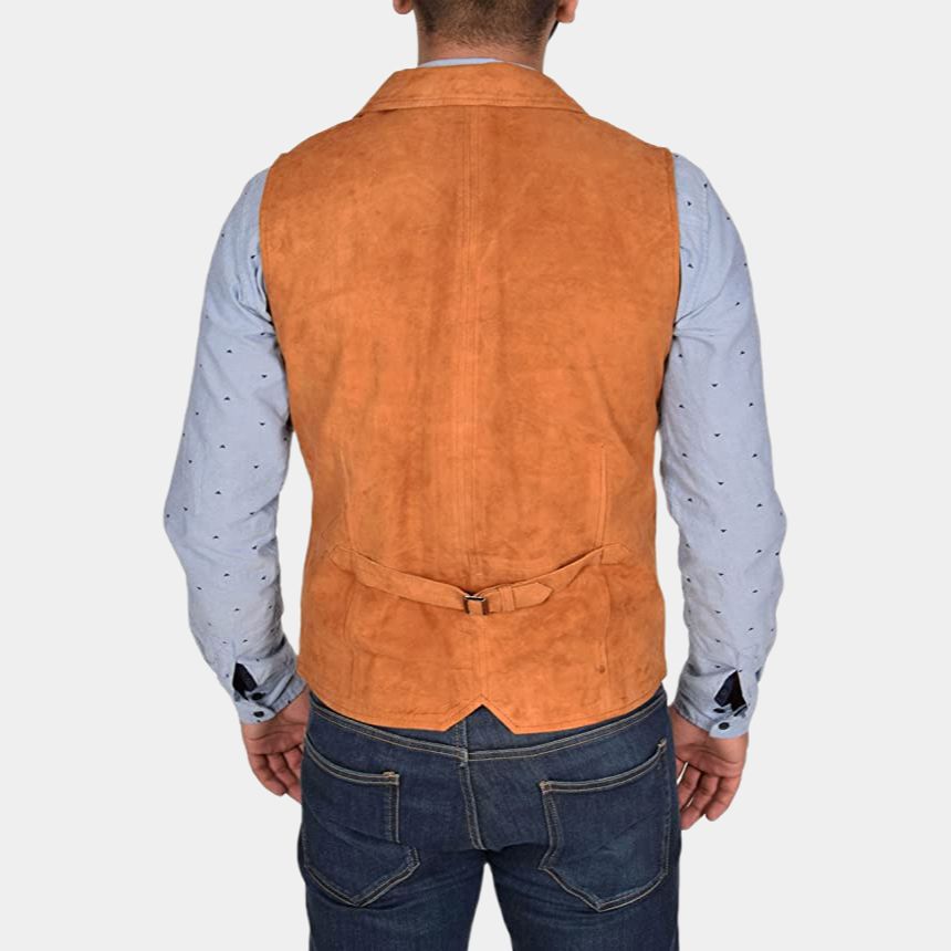 Gunsmoke James Arness Brown Suede Leather Vest - Back View
