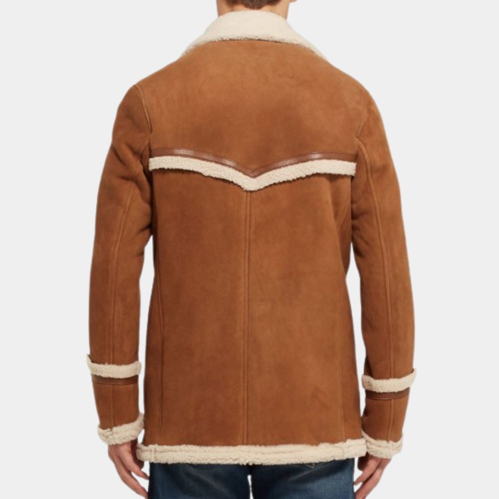 Harry Brown Suede Leather Jacket With Shearling Lining - Back View