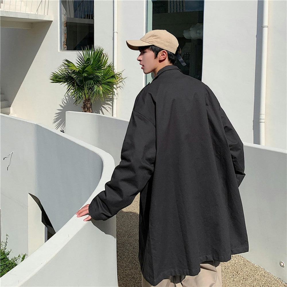 Heart Eyes  Devon Sawa Black Cotton Trench Coat - Back View