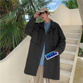 Heart Eyes  Devon Sawa Black Cotton Trench Coat - Front View