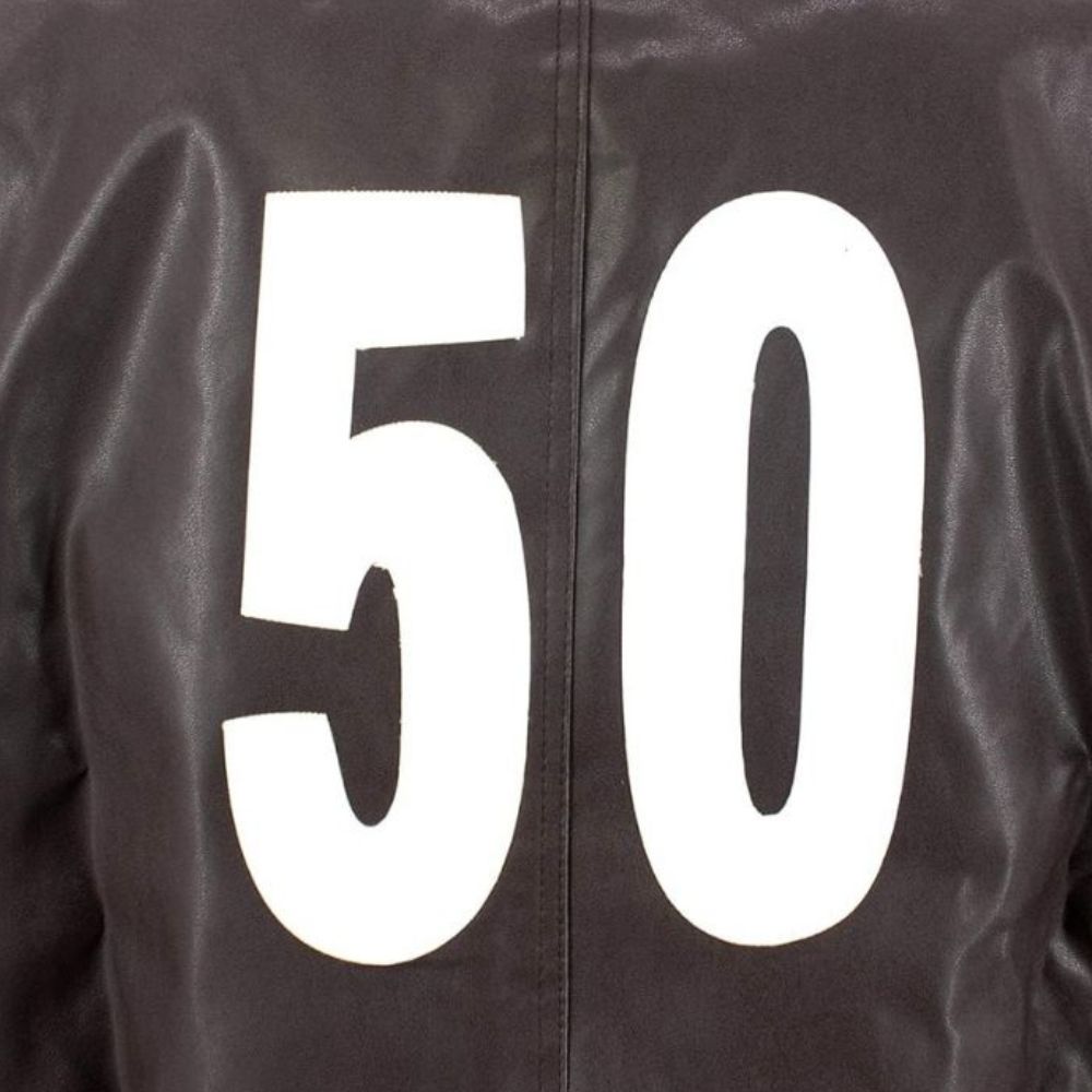 Hetalia Axis Powers Alfred F Jones Dark Black Leather Jacket - Close-Up View