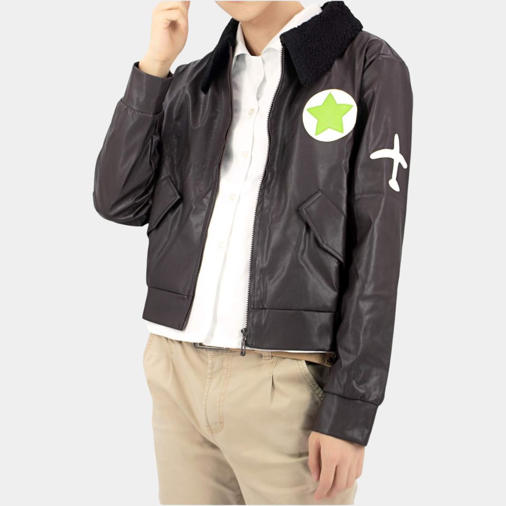 Hetalia Axis Powers Alfred F Jones Dark Black Leather Jacket - Side View