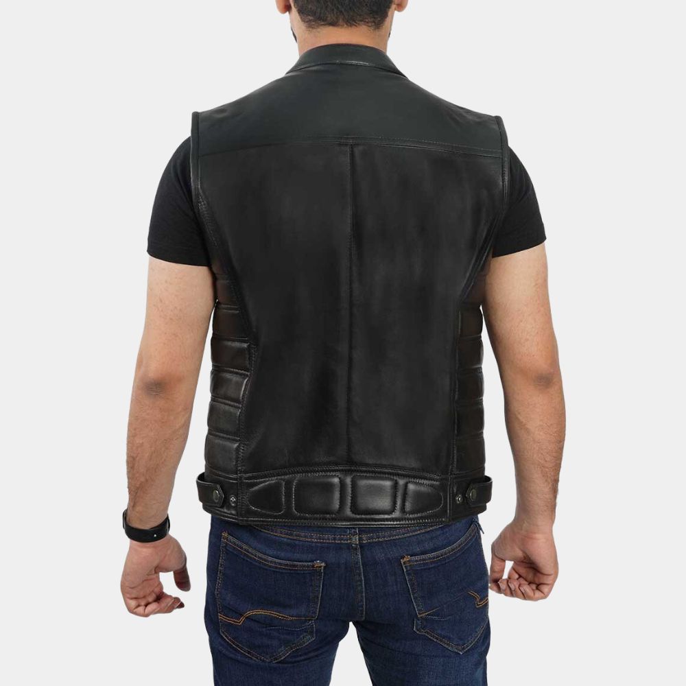 Hidden Strike Chris Van Horne Biker Club Leather Vest - Back View