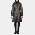 High Fidelity Zoë Kravitz Black Leather Trench Coat - Front View
