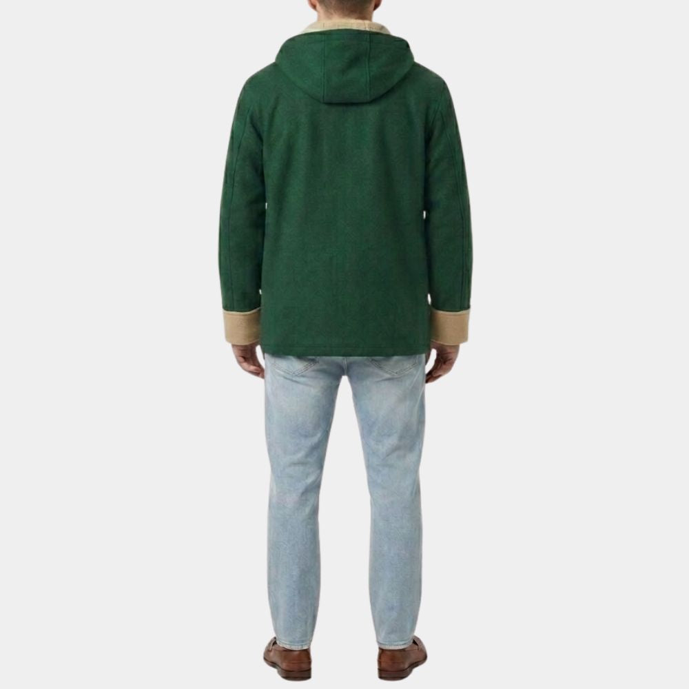Home Alone Kevin Green Coat Macaulay Culkin (Kevin McCallister) Green Hooded Toggle Jacket - Back View