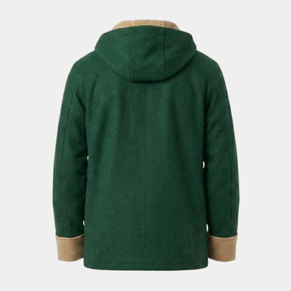 Home Alone Kevin Green Coat Macaulay Culkin (Kevin McCallister) Green Hooded Toggle Jacket - Mannequin Back View