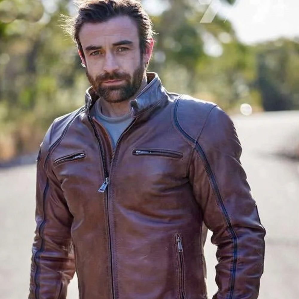 Home and Away Adam Rowland Brown Leather Jacket