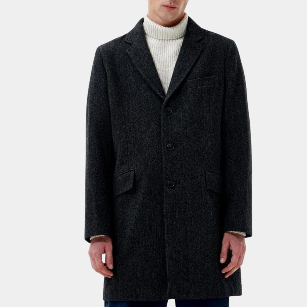 Horizon Kevin Costner aka Hayes Ellison Black Wool Overcoat - Front Posture View