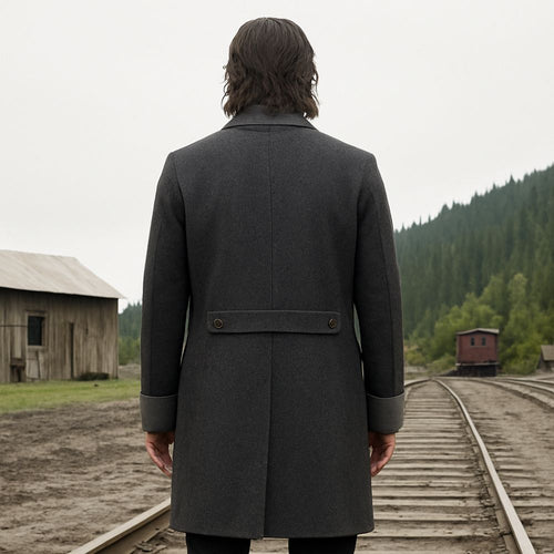 Hot On Wheels  Cullen Bohannon Grey Long Wool Coat - Character Back View