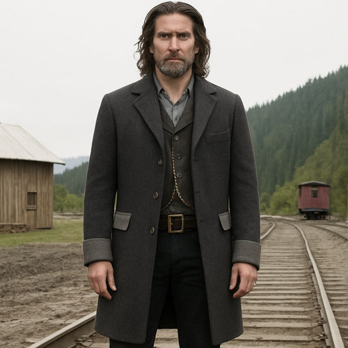 Hot On Wheels  Cullen Bohannon Grey Long Wool Coat - Character Front View
