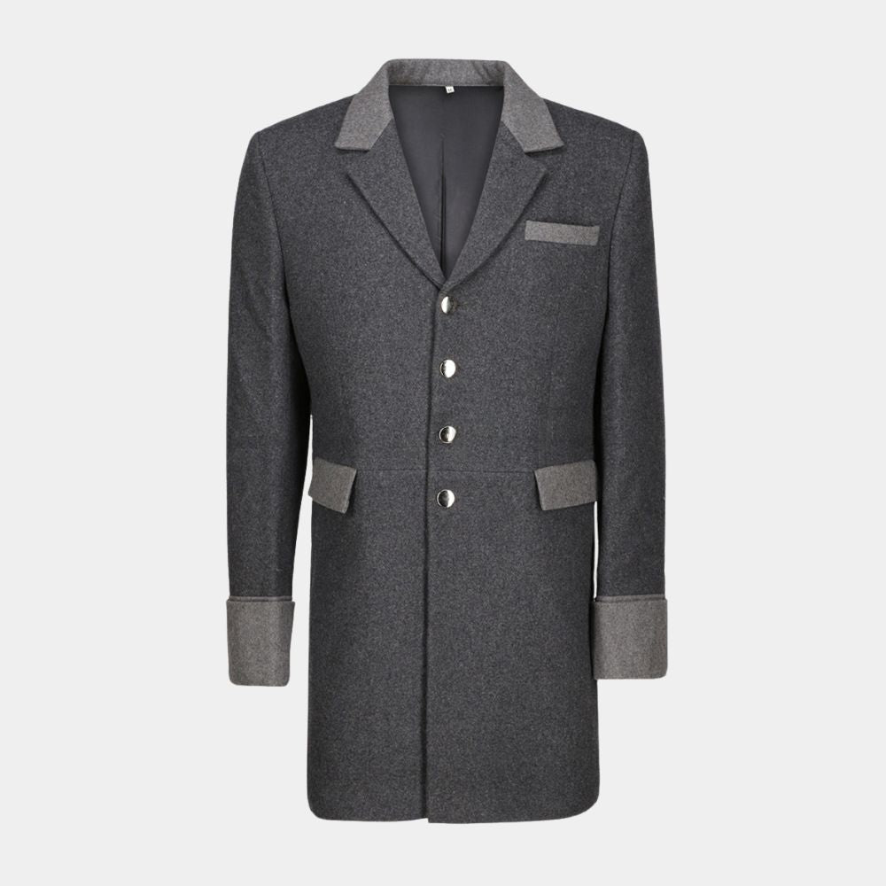 Hot On Wheels  Cullen Bohannon Grey Long Wool Coat - Mannequin Front View