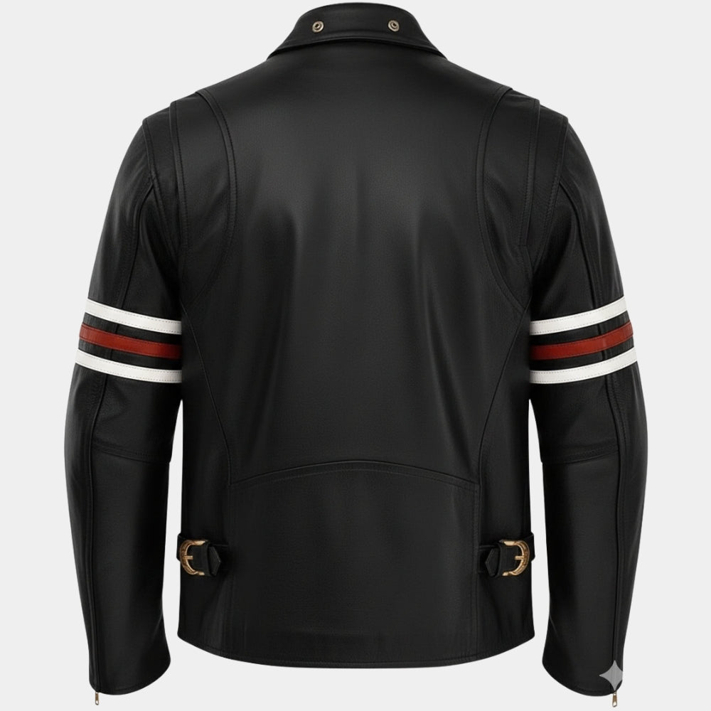 House M.D  Gregory House aka Hugh Laurie Black Leather Jacket - Mannequin Back View
