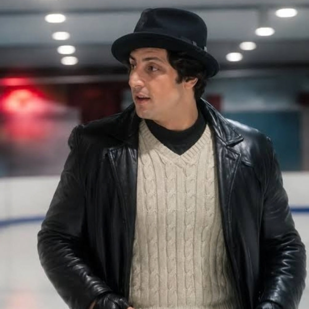 I Play Rocky Sylvester Stallone Black Leather Blazer