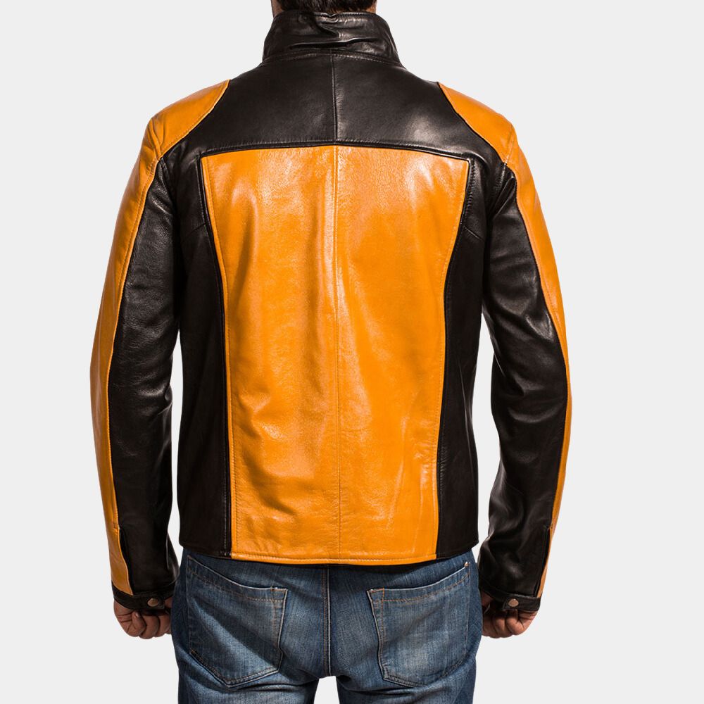 Infamous Yellow and Black Leather Jacket - Back View