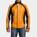 Infamous Yellow and Black Leather Jacket - Front View
