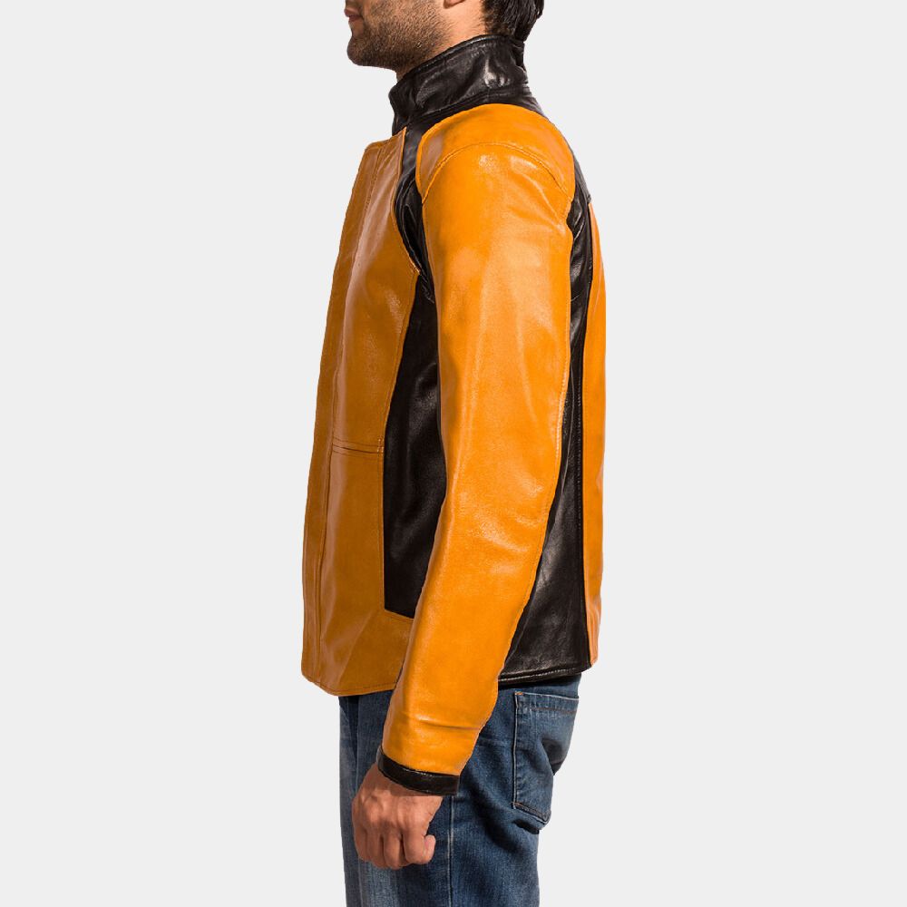 Infamous Yellow and Black Leather Jacket - Side View