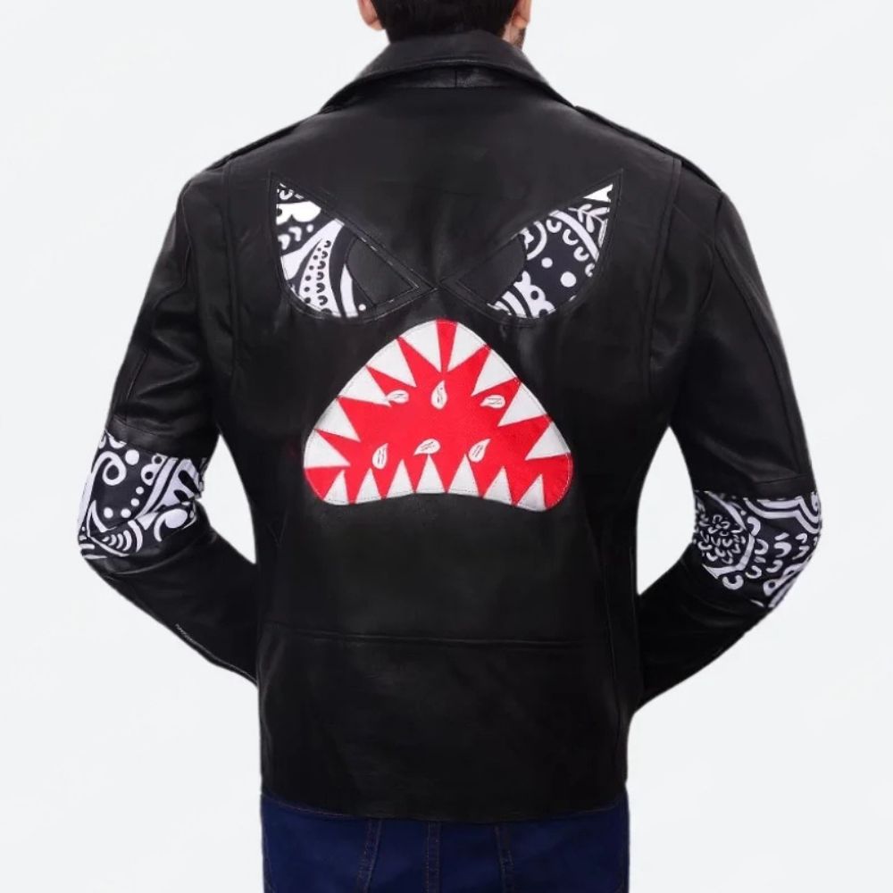 Instant Crush  Daft Punk ft. Julian Casablancas Black Leather Biker Jacket - Back View