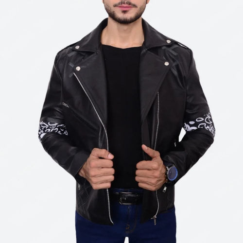 Instant Crush  Daft Punk ft. Julian Casablancas Black Leather Biker Jacket - Front View