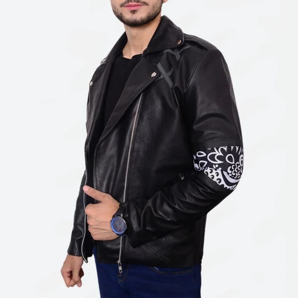 Instant Crush  Daft Punk ft. Julian Casablancas Black Leather Biker Jacket - Side View