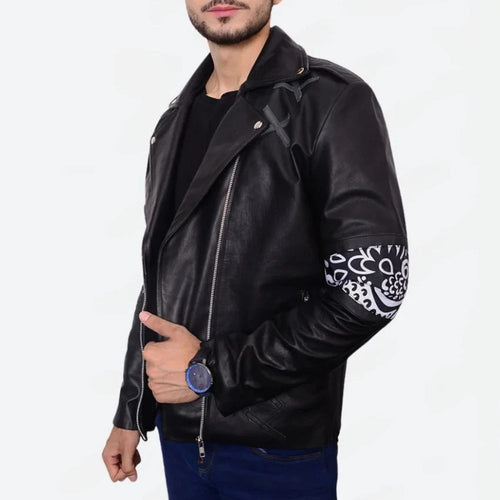 Instant Crush  Daft Punk ft. Julian Casablancas Black Leather Biker Jacket - Side View
