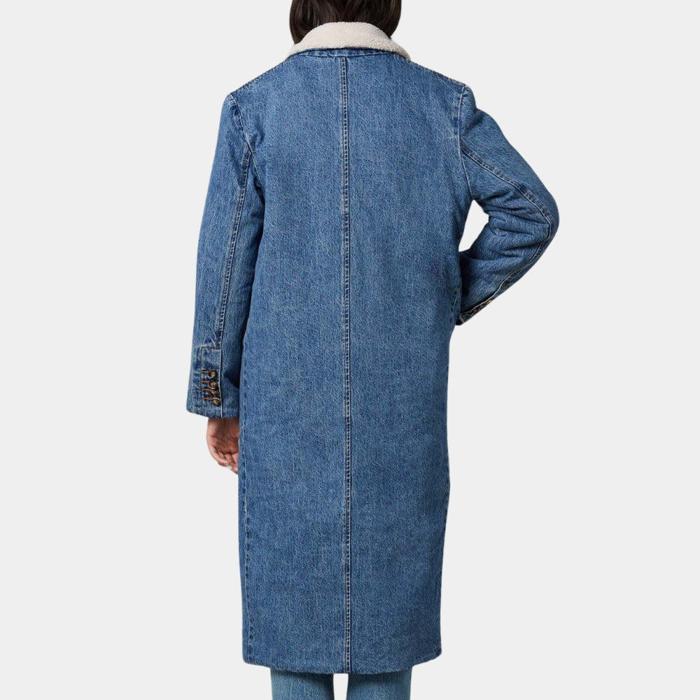 It Ends With Us Women’s Blake Reversible Denim Coat with Shearling Lining -  Back View