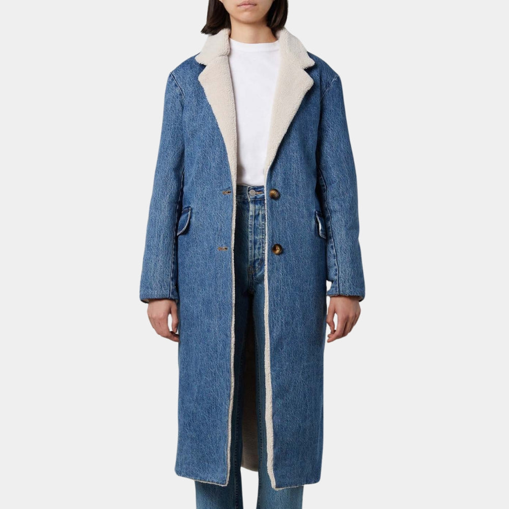 It Ends With Us Women’s Blake Reversible Denim Coat with Shearling Lining -  Front View