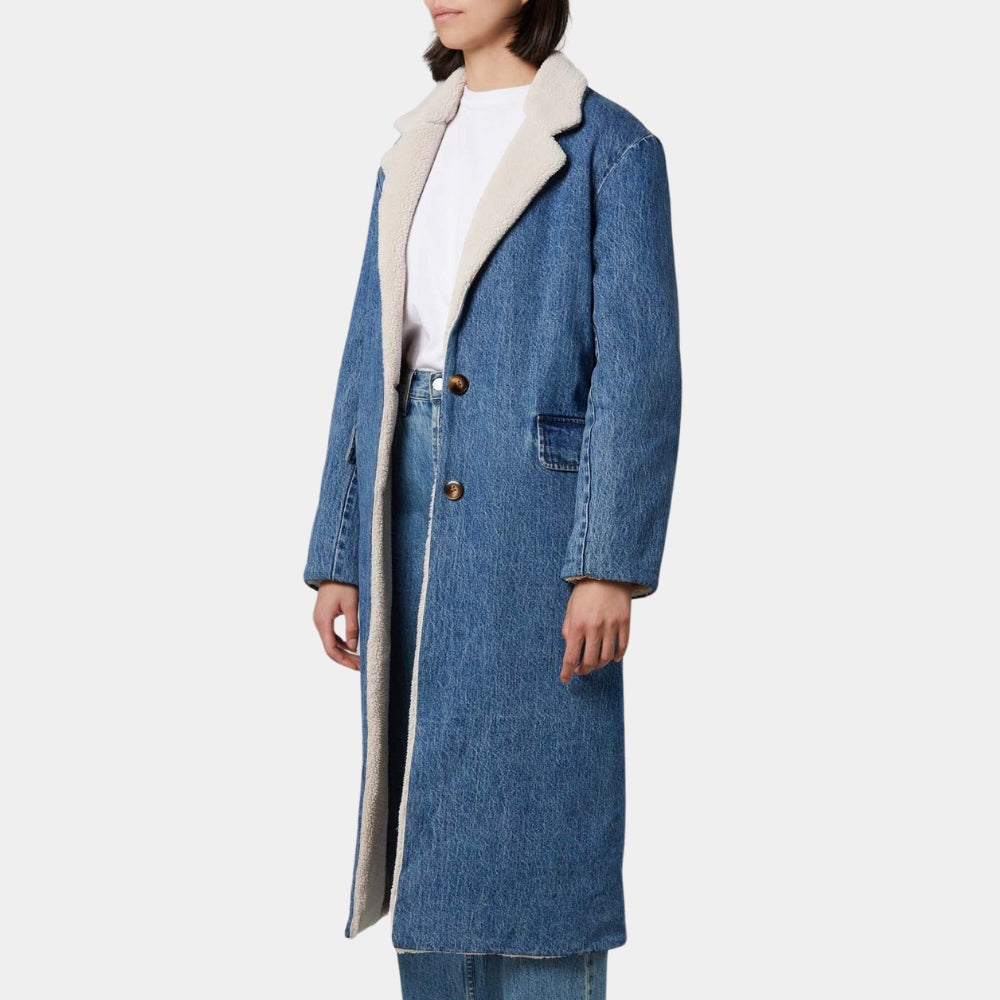 It Ends With Us Women’s Blake Reversible Denim Coat with Shearling Lining - Side View
