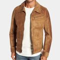 It Ends with Us Atlas Corrigan Brown Suede Leather Jacket - Front View