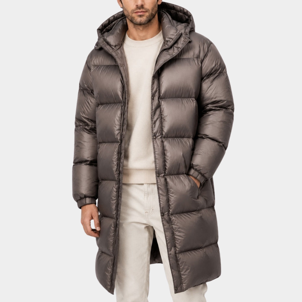 Jacob Elordi Grey Long Puffer Jacket