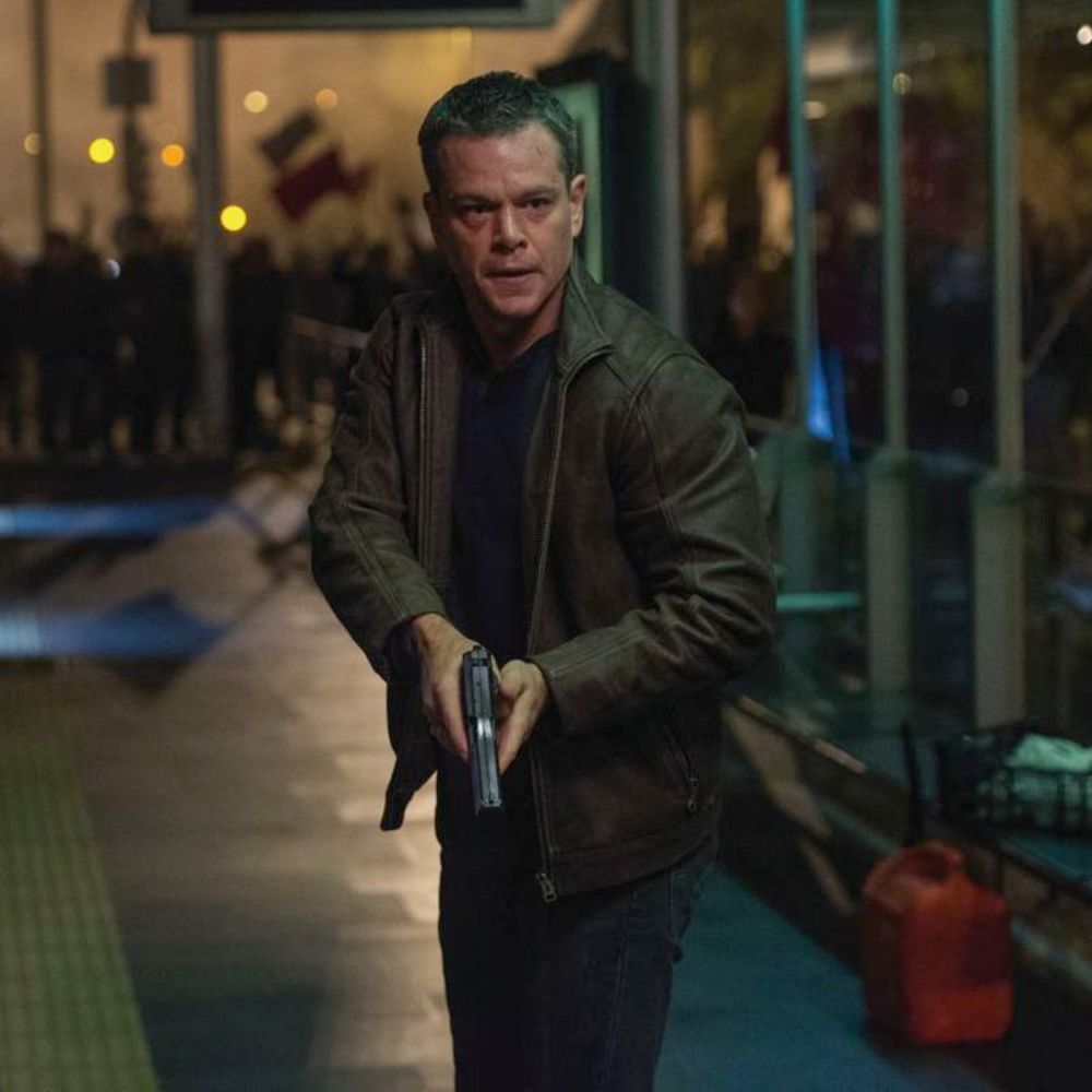 Jason Bourne Matt Damon Brown Leather Jacket - Character Front View
