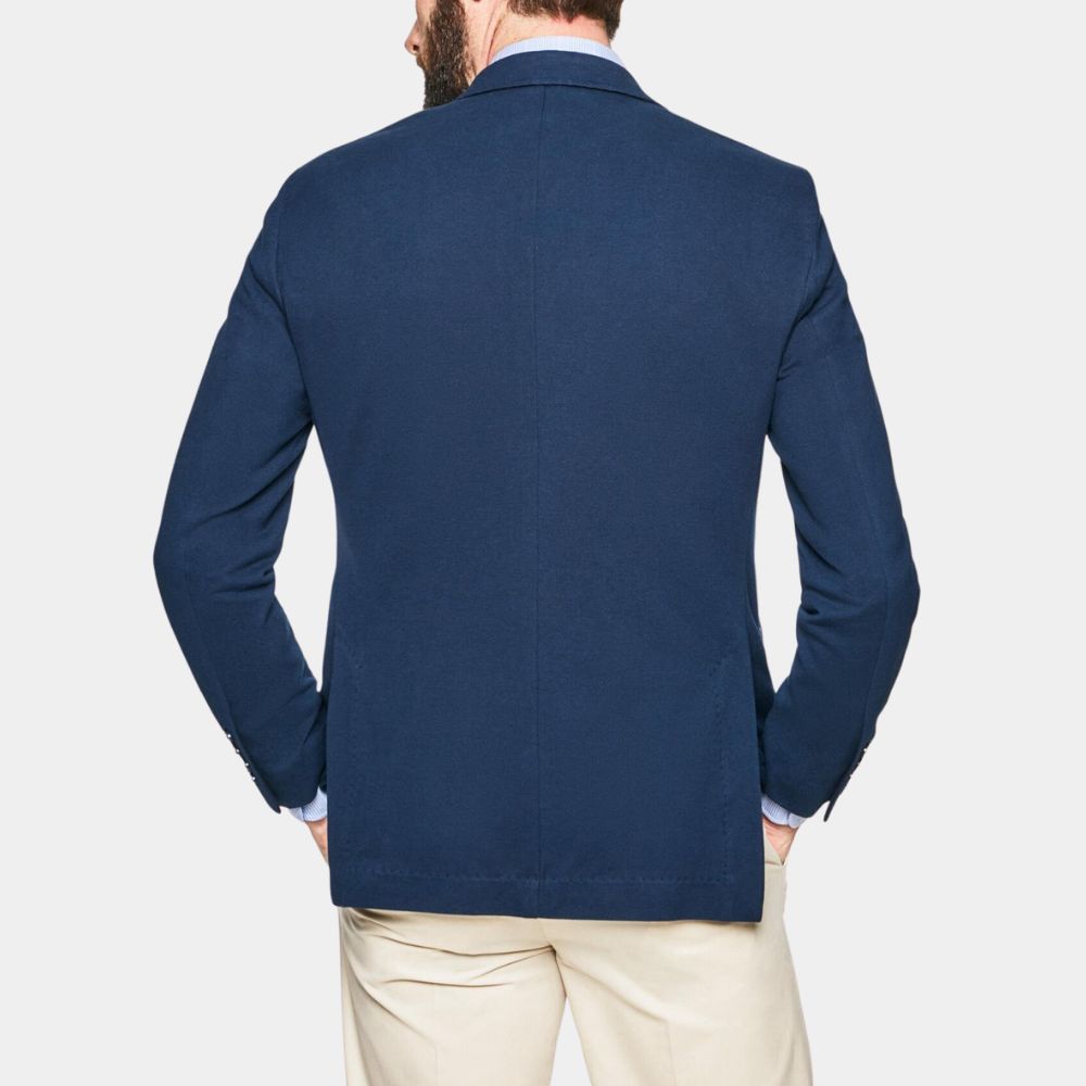 Jeffrey Wright Blue Cotton Two Button Blazer - Back View