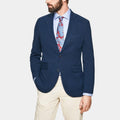 Jeffrey Wright Blue Cotton Two Button Blazer - Front View