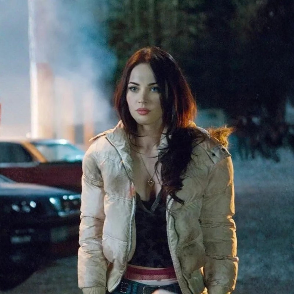 Jennifer’s Body  Megan Fox White Golden Puffer Jacket with Hood - Front Character View