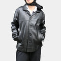 Joana Black Leather Car Coat - Front View