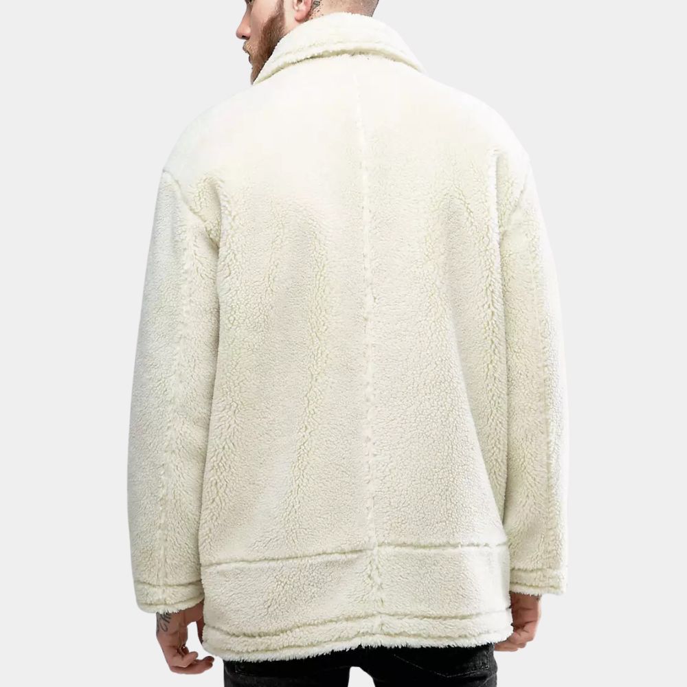 Jonah Don't Look Away Jonah Oversized Drop Shoulder Faux Shearling Biker Jacket - Back View
