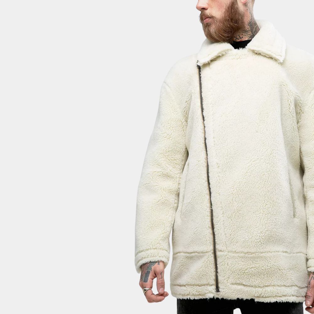 Jonah Don't Look Away Jonah Oversized Drop Shoulder Faux Shearling Biker Jacket - Front Posture View