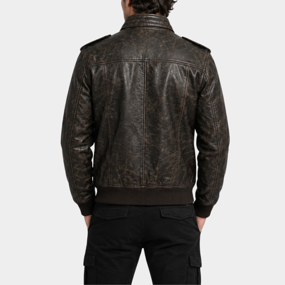 Josh Brolin Brown Leather Bomber Jacket