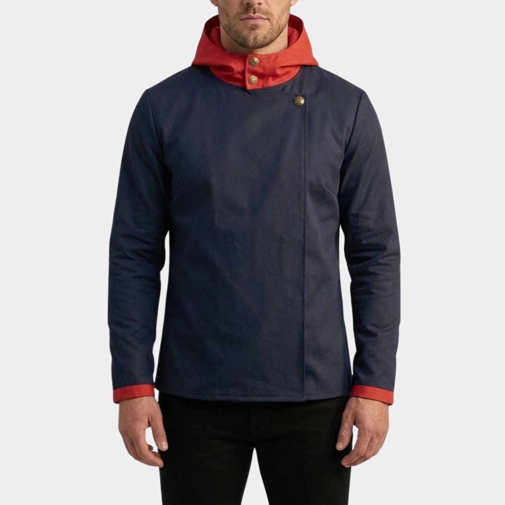 Jujutsu Kaisen Yuji Itadori Hooded Jacket  - Asymetrical Fastening Jacket - Front View