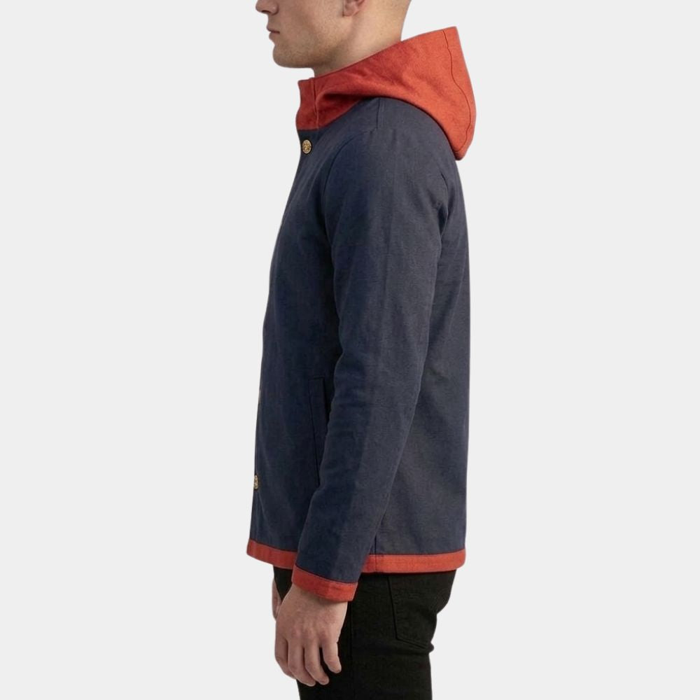 Jujutsu Kaisen Yuji Itadori Hooded Jacket  - Asymetrical Fastening Jacket - Side View
