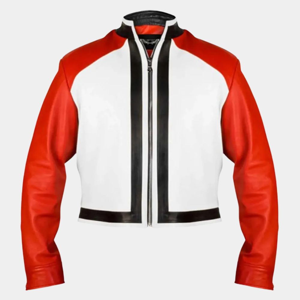 KOF XIV  Rock Howard Red and White Leather Jacket - Mannequin Front View