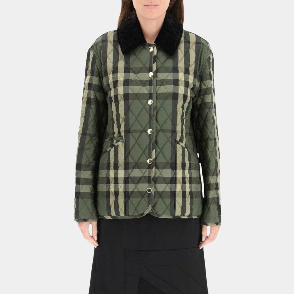 Kate Middleton  Duchess of Cambridge Green Quilted Jacket - Front View