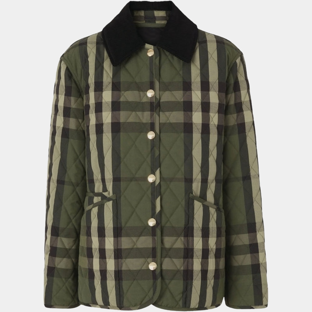 Kate Middleton  Duchess of Cambridge Green Quilted Jacket - Mannequin Front View